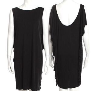 Love Moschino Black Open Back Ruffle Sleeveless Viscose Knee Length Dress Sz 8 P